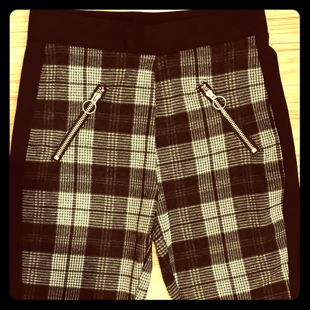 Justice Black and Gray Plaid Pants